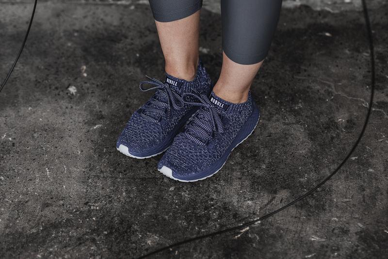 Women's Nobull Reflective Knit Running Shoes Navy | SG J2673P